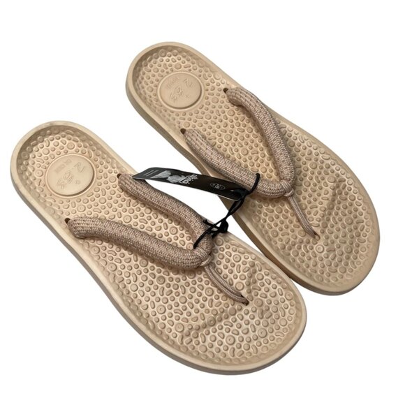 Allbirds Womens Sugar Zeffer Lux Beige Slip-On Sandals  Braided Thong Toe Straps - Picture 1 of 8